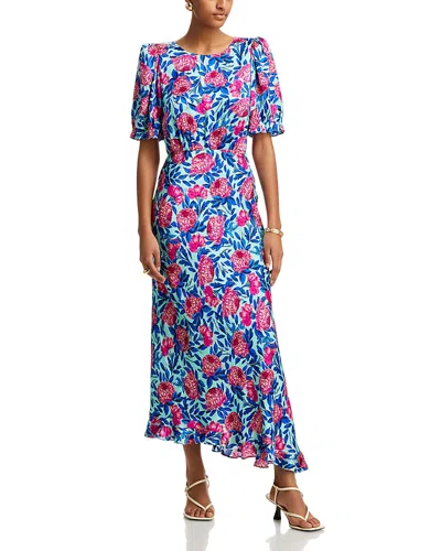 Saloni Vida D Silk Dress In Paeonia Fuchsia