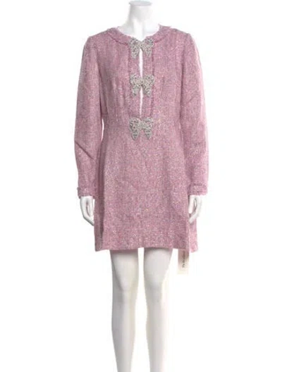 Pre-owned Saloni Virgin Wool Mini Dress W/ Tags In Pink