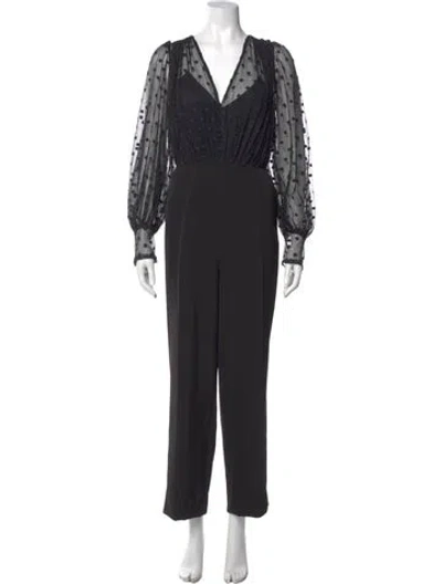 Pre-owned Saloni V-neck Jumpsuit In Black