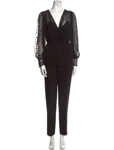 Pre-owned Saloni V-neck Jumpsuit In Blue