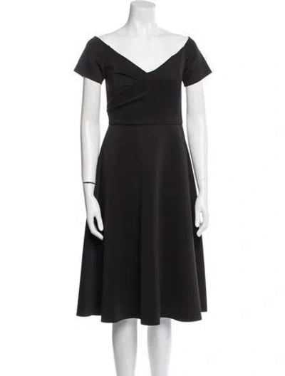 Pre-owned Saloni V-neck Knee-length Dress In Black