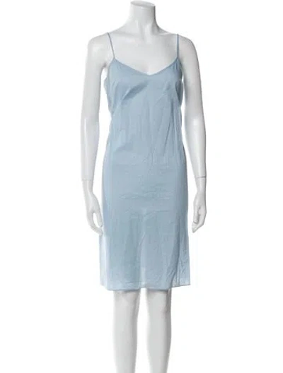 Pre-owned Saloni V-neck Knee-length Dress In Blue