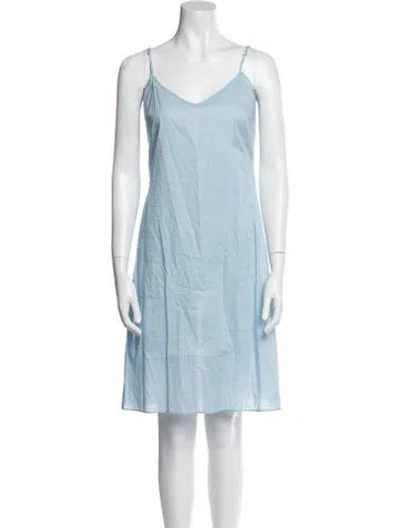 Pre-owned Saloni V-neck Knee-length Dress In Blue