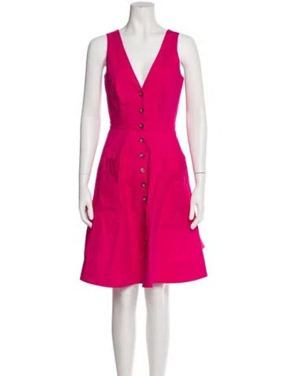 Pre-owned Saloni V-neck Knee-length Dress In Pink