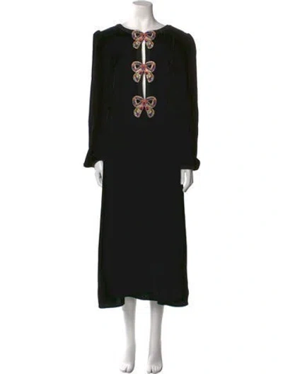 Pre-owned Saloni V-neck Long Dress In Black