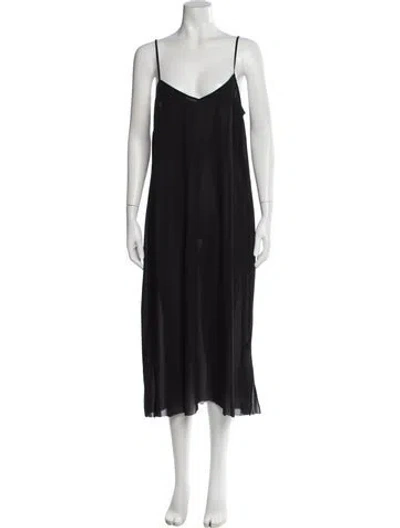 Pre-owned Saloni V-neck Long Dress In Black