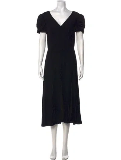 Pre-owned Saloni V-neck Long Dress In Black
