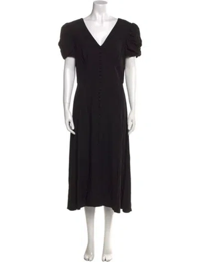 Pre-owned Saloni V-neck Long Dress In Black