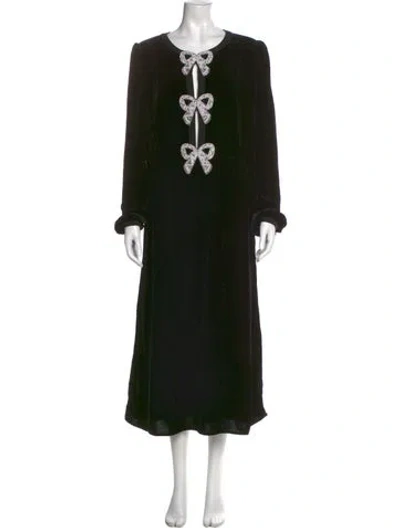 Pre-owned Saloni V-neck Long Dress In Black/white