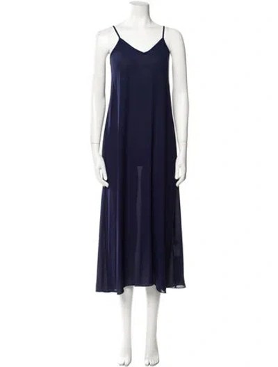 Pre-owned Saloni V-neck Long Dress In Blue