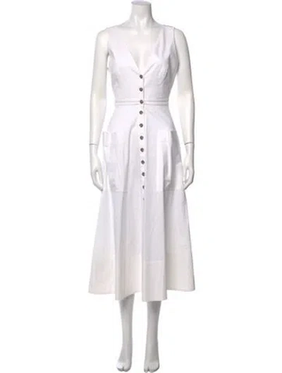 Pre-owned Saloni V-neck Long Dress In Neutral
