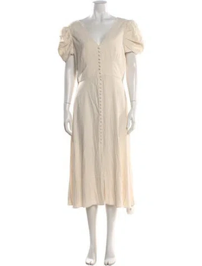 Pre-owned Saloni V-neck Long Dress In Neutral