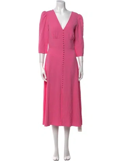 Pre-owned Saloni V-neck Long Dress In Pink