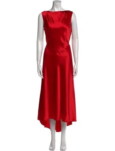 Pre-owned Saloni V-neck Long Dress In Red