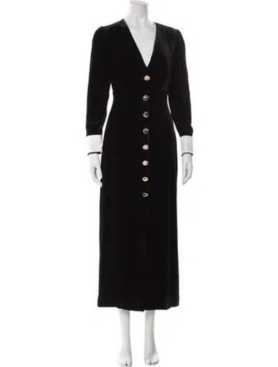 Pre-owned Saloni V-neck Long Dress W/ Tags In Black