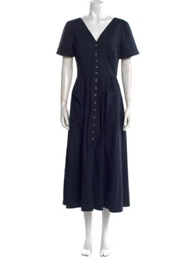 Pre-owned Saloni V-neck Long Dress W/ Tags In Blue