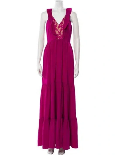 Pre-owned Saloni V-neck Long Dress W/ Tags In Pink