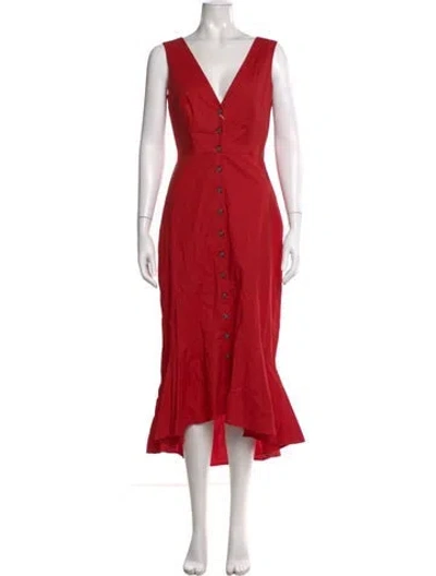 Pre-owned Saloni V-neck Long Dress W/ Tags In Red