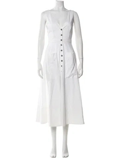 Pre-owned Saloni V-neck Long Dress In White