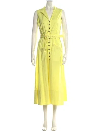 Pre-owned Saloni V-neck Long Dress In Yellow