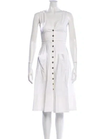 Pre-owned Saloni V-neck Midi Length Dress In Neutral