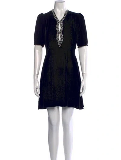 Pre-owned Saloni V-neck Mini Dress In Black