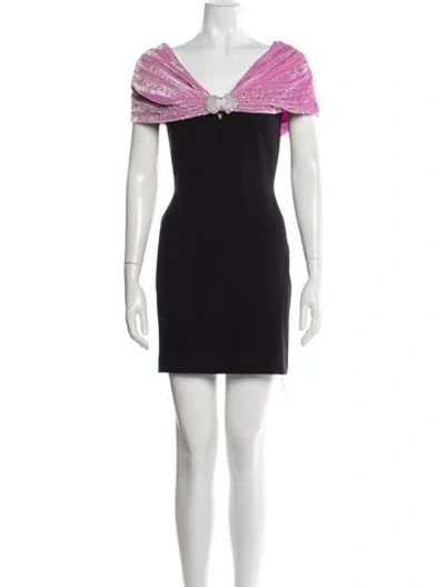 Pre-owned Saloni V-neck Mini Dress In Black