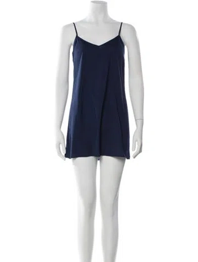 Pre-owned Saloni V-neck Mini Dress In Blue