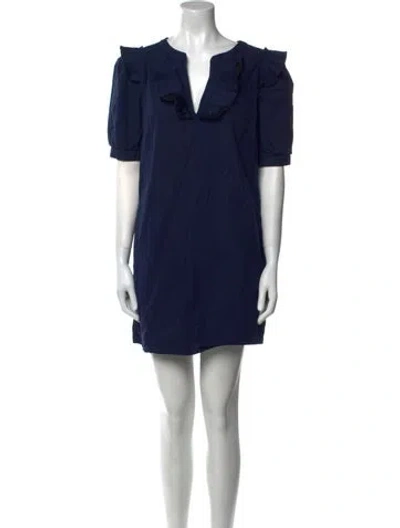Pre-owned Saloni V-neck Mini Dress In Blue