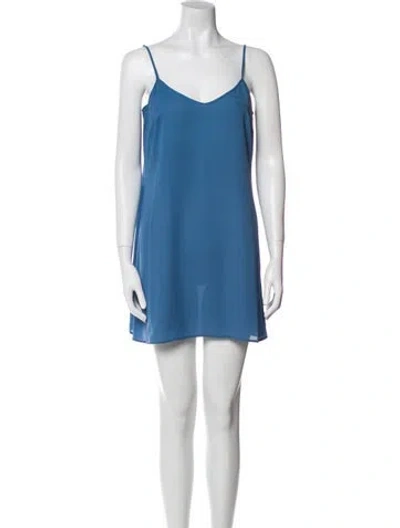 Pre-owned Saloni V-neck Mini Dress In Blue