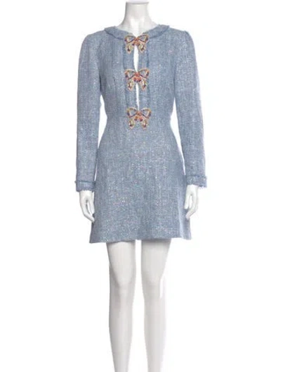 Pre-owned Saloni V-neck Mini Dress In Blue