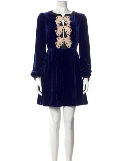 Pre-owned Saloni V-neck Mini Dress In Blue