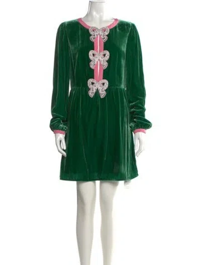 Pre-owned Saloni V-neck Mini Dress In Green