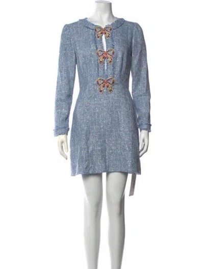 Pre-owned Saloni V-neck Mini Dress W/ Tags In Blue