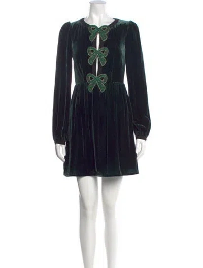 Pre-owned Saloni V-neck Mini Dress W/ Tags In Blue