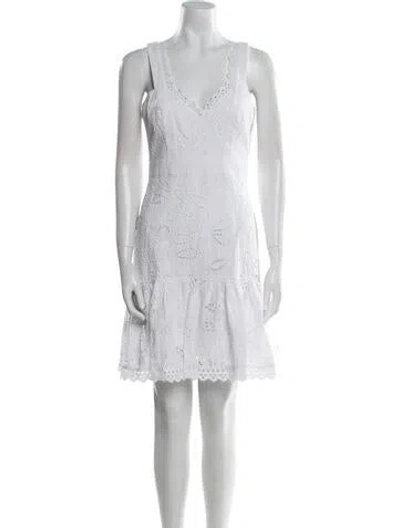 Pre-owned Saloni V-neck Mini Dress In White