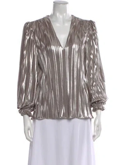Pre-owned Saloni V-neck Three-quarter Sleeve Blouse