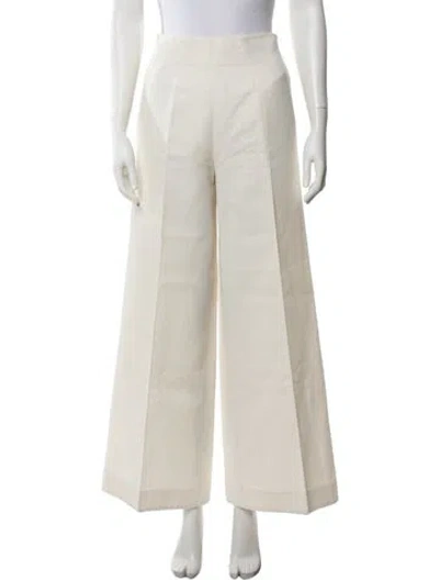 Pre-owned Saloni Wide Leg Pants In White