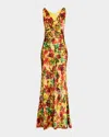 Saloni Wilhelmina Sleeveless Floral Silk Gown In 2269-watercolour Sun