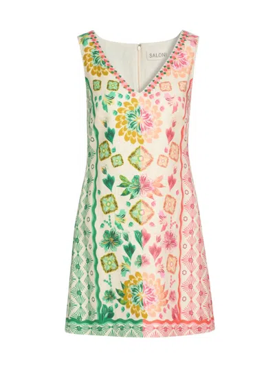 Saloni Women's Alba Two-tone Printed Minidress In Multi