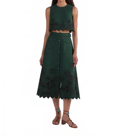 Saloni Women's Beth Crop C Top In Pine Green