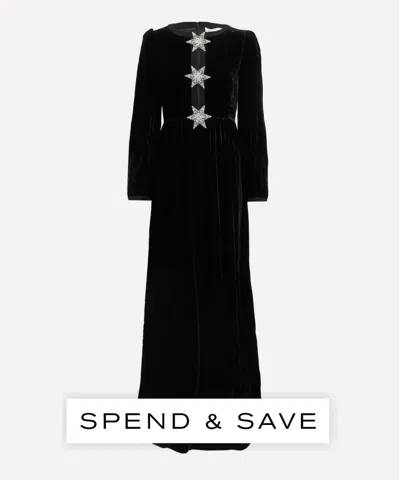 Saloni Women's Camille Velvet Embellished Star Maxi Dress