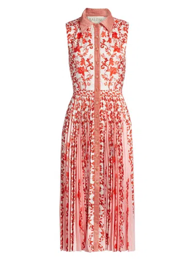 Saloni Women's Darby Printed Midi-shirtdress In Pink