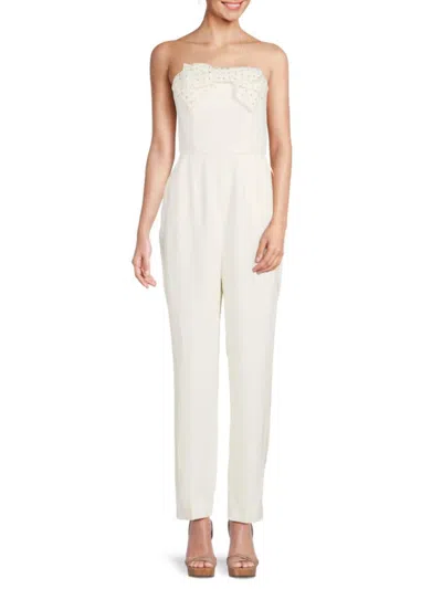 Saloni Women's Embellished Bow Bandeau Jumpsuit In Ivory