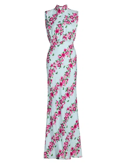 Saloni Women's Fleur Floral Satin Gown In Multi