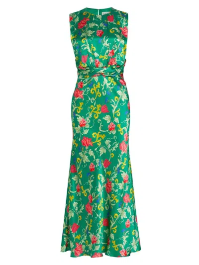 Saloni Women's Gwen Floral Silk Tie-waist Midi-dress