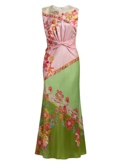 Saloni Women's Gwen Printed Satin Maxi Dress In Multi