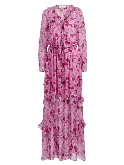 Saloni Women's Izzie Floral Silk-blend Ruffled Maxi Dress In Multi