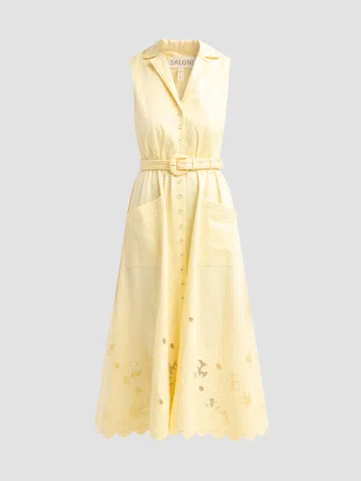 Saloni Women's Kirat Daisy-embroidered Belted Midi Shirtdress In Animal Print