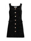 Saloni Mika Velvet Dress Noir Featherleaf In Black
